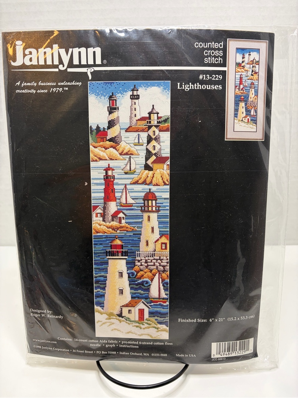 Janlynn Lighthouses Counted Cross Stitch Kit - Blue, Red, White